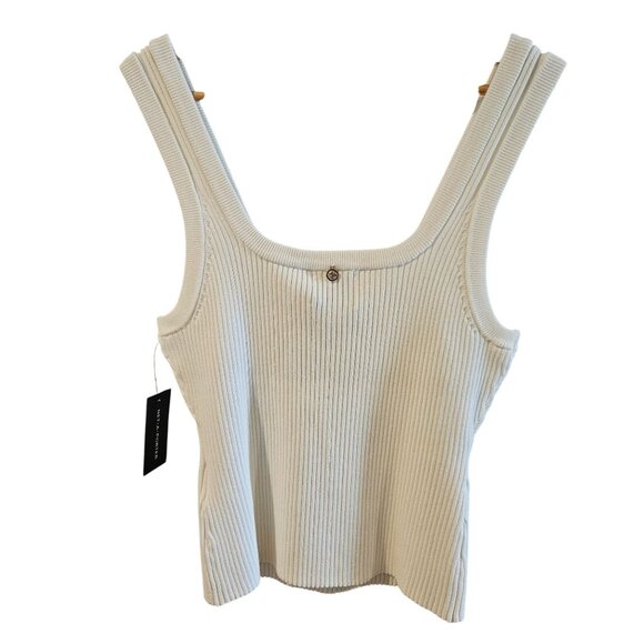 Aje Women’s Ivory L Ribbed Tank Top Minimalist Chic Quiet Luxury Capsule Wardrob - Picture 4 of 14